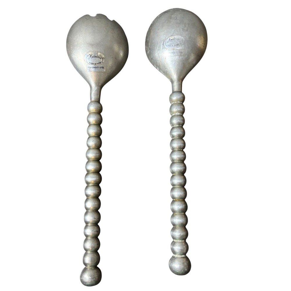 Artimine Large Handcrafted‎ Beaded Aluminum Salad Servers Fork & Spoon Set - Picture 2 of 4